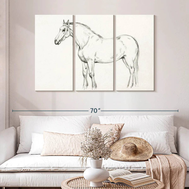 Brampt debout cheval 1818, H 32 po x l 50 po