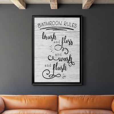 "Bathroom Rules" - Art textuel sur toile