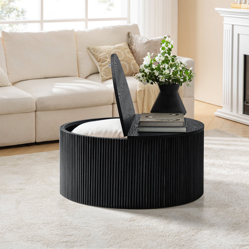 Table basse Jadida, Noir, H 16,75 po x L 35,5 po x l 35,5 po
