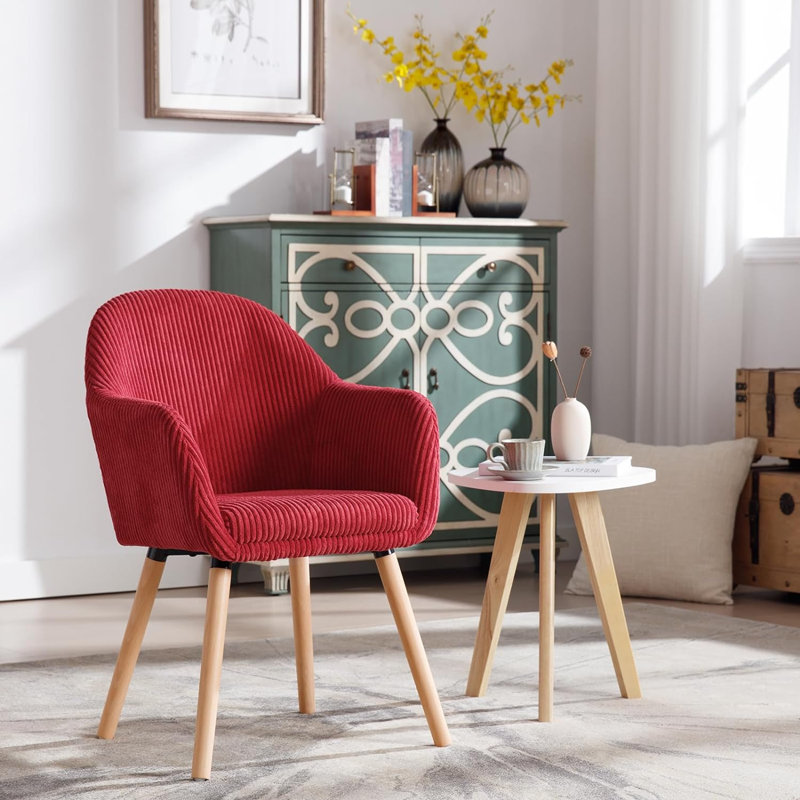 Osuna 49cm H Polyester Blend Upholstered Full Back Armchair, Red, 1