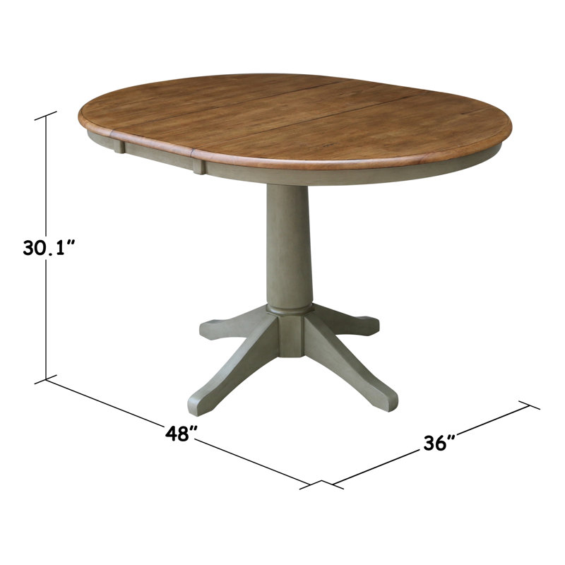 Chapital Extendable Solid Wood Dining Set, 5, Hickory/Stone