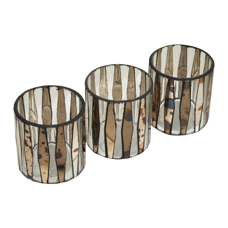 3 Piece Glass Tabletop Tealight Holder Set
