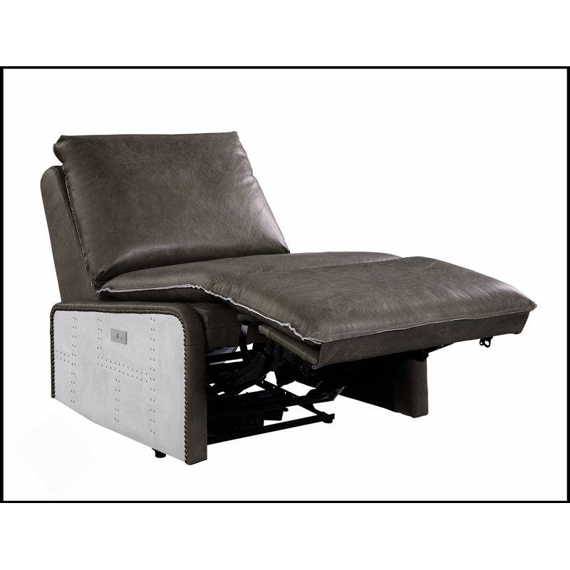 Fauteuil inclinable électrique Metier en cuir fleur gris Metier, confort luxueux et design moderne pour tout espace de vie