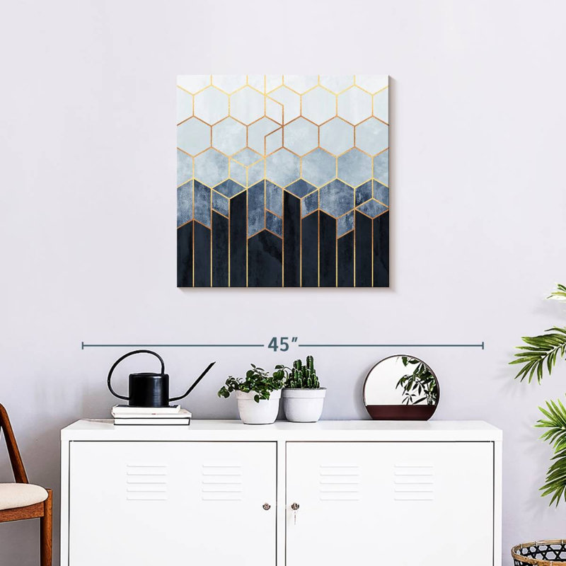 Avery Soft Blue Hexagons, 24" H x 24" W