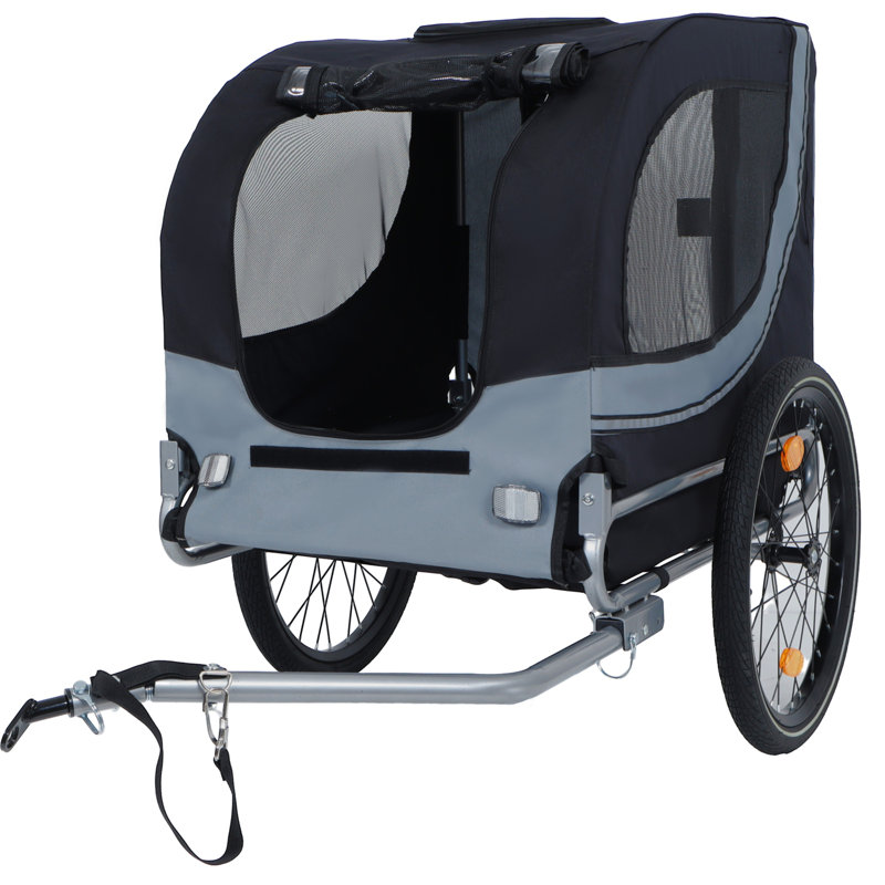 Grande remorque à vélo pliante pour chiens, Noir/gris