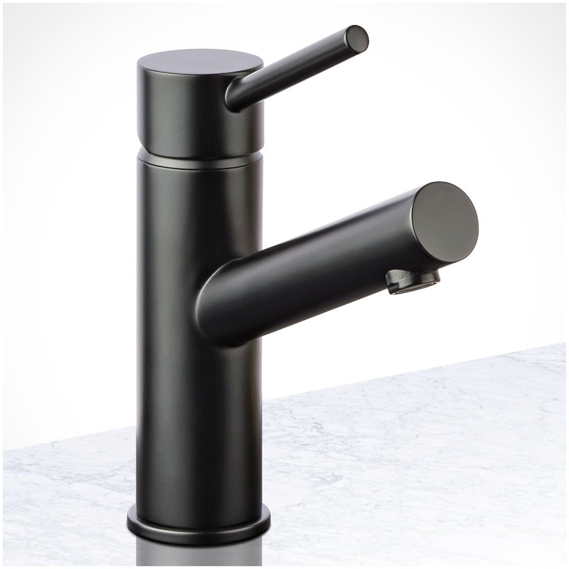 Mia Single Hole Bathroom Faucet - Includes Push-Pop Drain Assembly and Optional Deck Plate, Flat Black