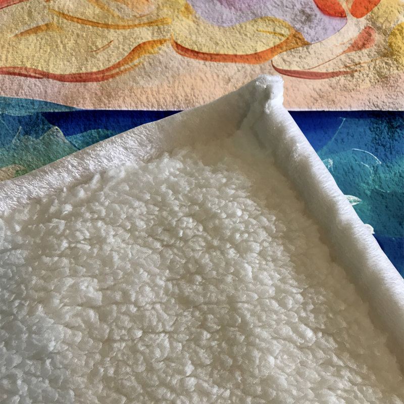 Throw Blanket, 51" W x 60" L, Abstract, Orange/Blue/Red