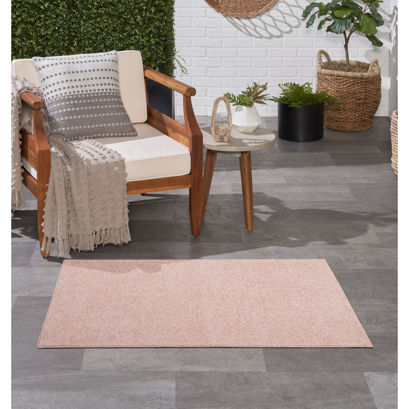Mullican Sandy Solid Pink Easy Care Indoor/Outdoor Area Rug, Runner 2' x 4'