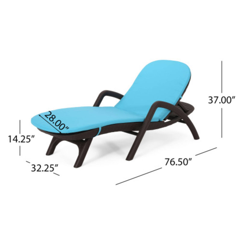 Cushioned Mikael Chaise Lounge – Perfect For Outdoor Spaces, Blue, Brown