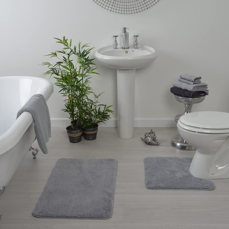 Joyce Microfibre U-Shape Pedestal Mat, Dove Grey