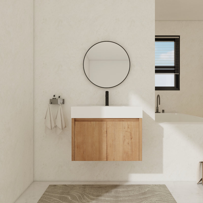 Ensemble de meuble-lavabo mural simple 30 po Reeshemah