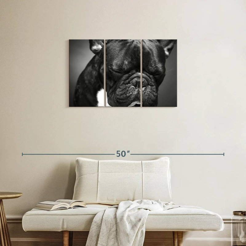 Bouledogue français mélancolique, H 20 po x l 33 po
