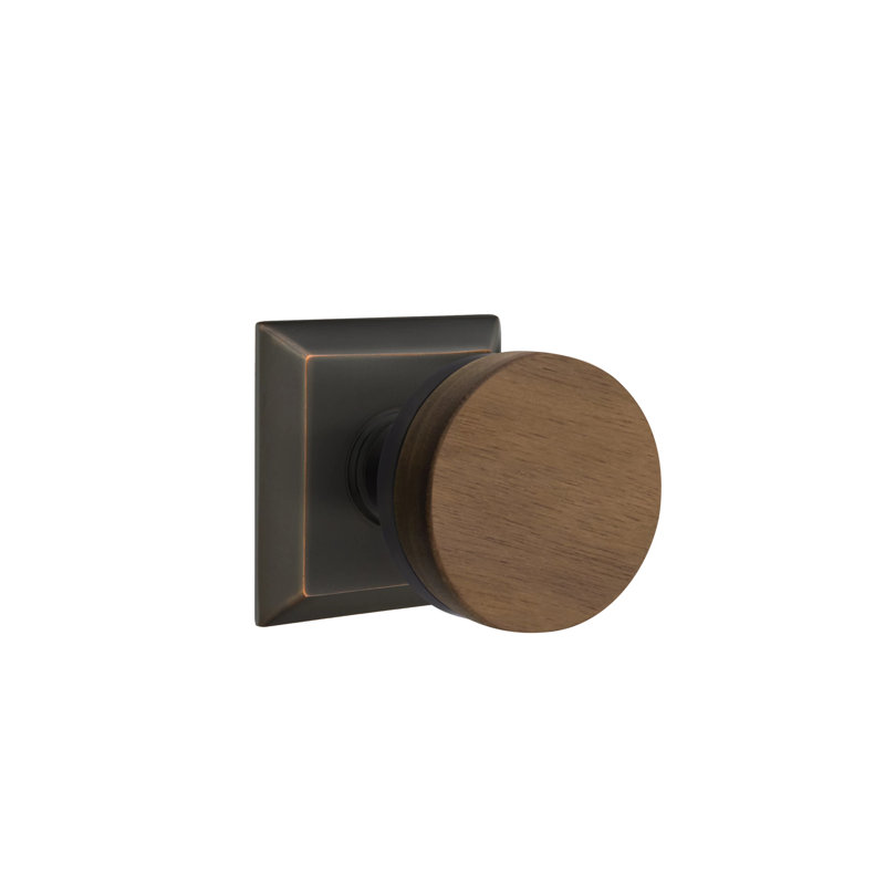 Emtek Select Dummy Knobset w/ Quincy Rosette & Conical Stem, Dark Walnut Knob, Oil Rubbed Bronze