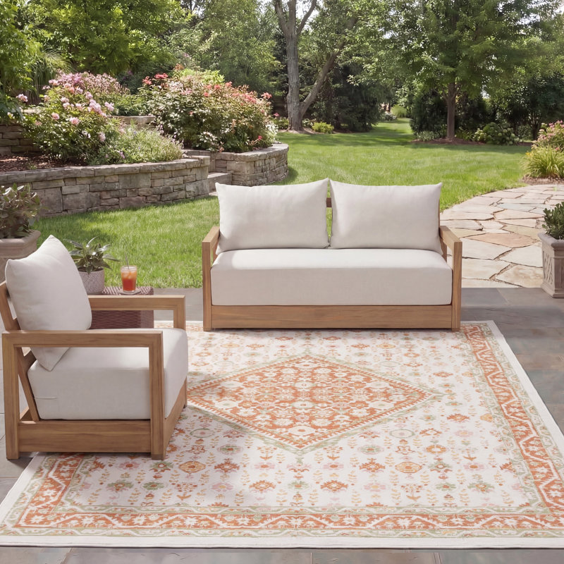 Oshan Sunrise Performance Oriental Indoor/Outdoor Area Rug, Rectangle 8' x 10'