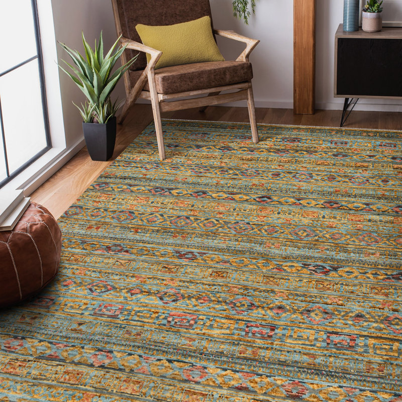 Legacy Transitional Hand-Knotted Orange Area Rug, Rectangle 8' x 10'