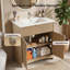 Meuble-lavabo moderne de 30 po avec lavabo en céramique, meuble-lavabo encastré cannelé, 2 portes et 1 tiroir, meuble de rangement autoportant avec tablette en U réglable, installation facile-81456130