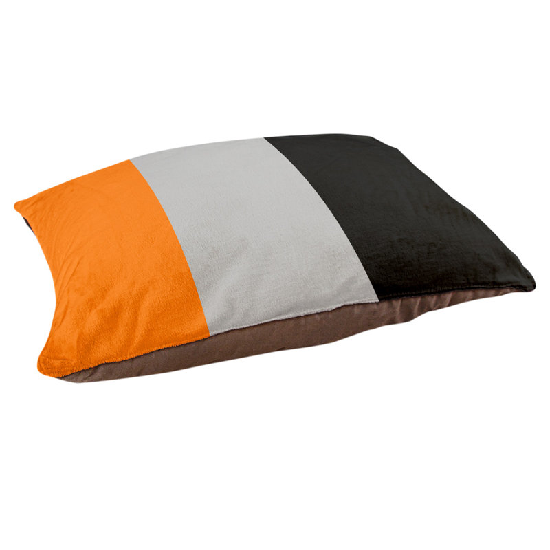 Oreiller Oklahoma, Très grand (l 50 po x P 40 po x H 7 po), Orange / Argent / Noir
