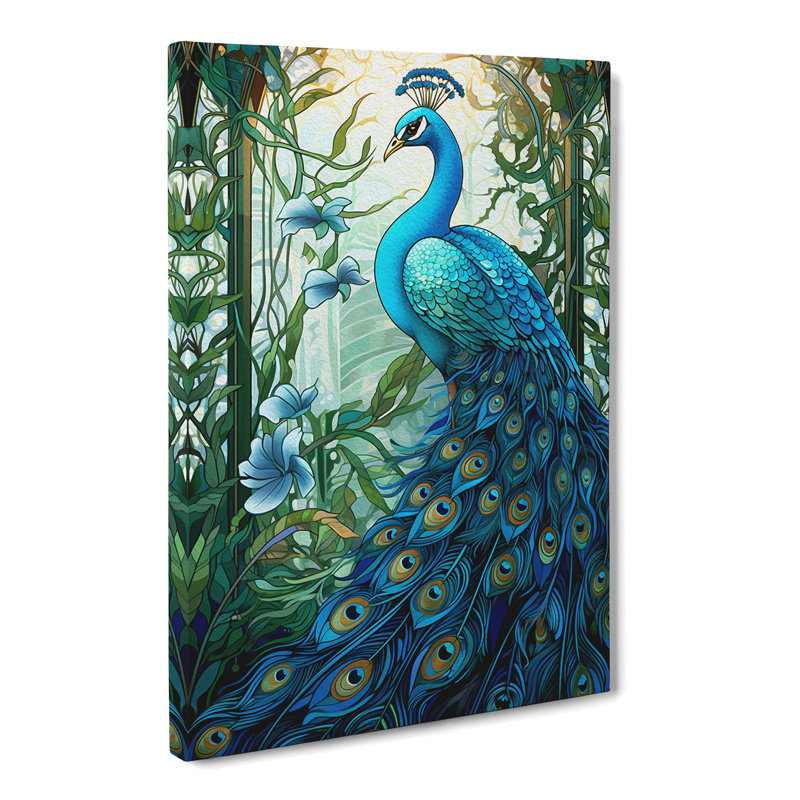 Peacock Nouveau No.2 - Wrapped Canvas, 50cm H x 35cm W x 3cm D