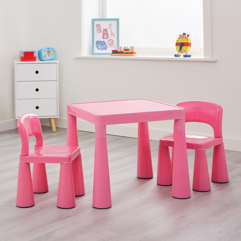 Kids Plastic Table and Two Chairs Set, Pink