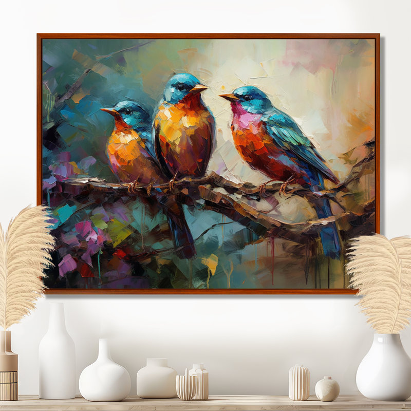 «Feathered Elegance I», reproduction d'art sur toile, H 30 po x l 40 po x P 1,5 po, Cadre flottant brun