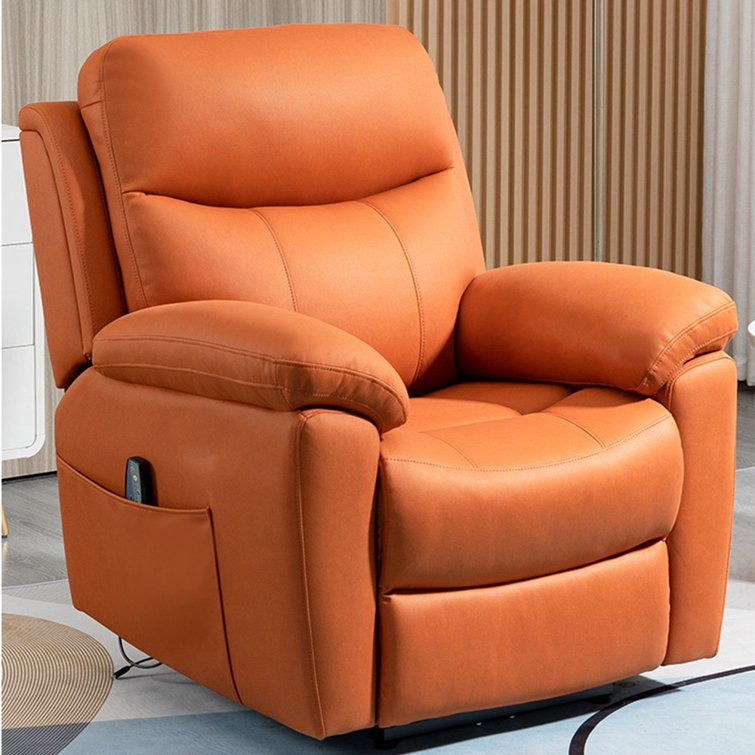 Easy Assembly Living Room Chairs Recliner Chair with Back Support Reading Chair with Footrest Ottomanson Fabric: Brown Polyester