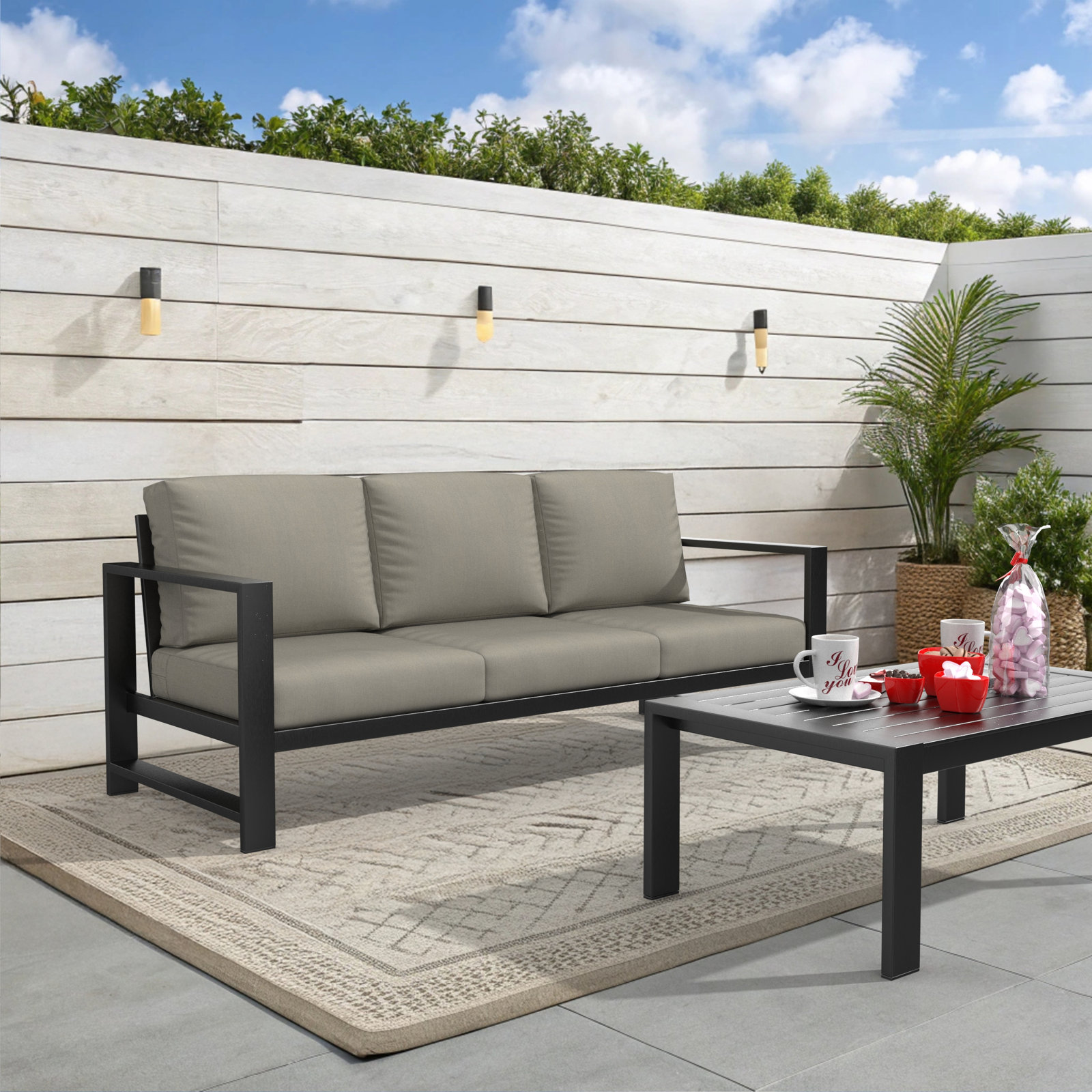 Dulcie 80" Sunbrella® Patio Sofa, Sunbrella® Spectrum Dove