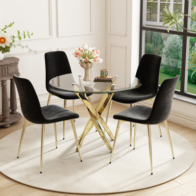 5 - Piece Glass Top Pedestal Dining Set