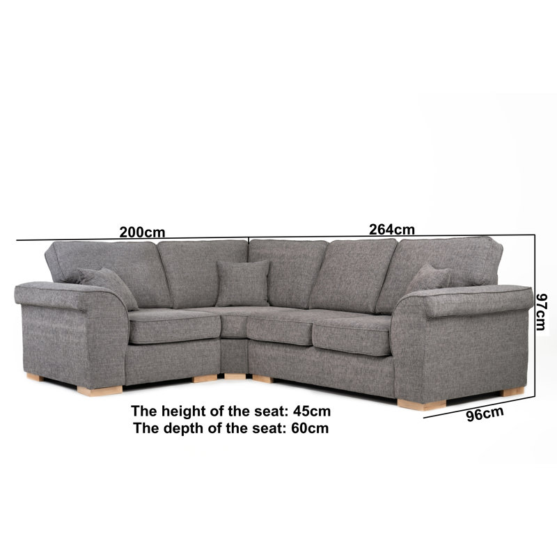 Picadilly Corner Sofa, Grey, Left Hand Facing