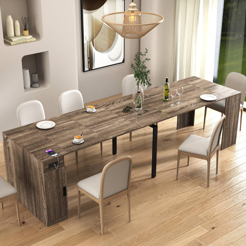 Table de salle à manger extensible Keefe, Brun
