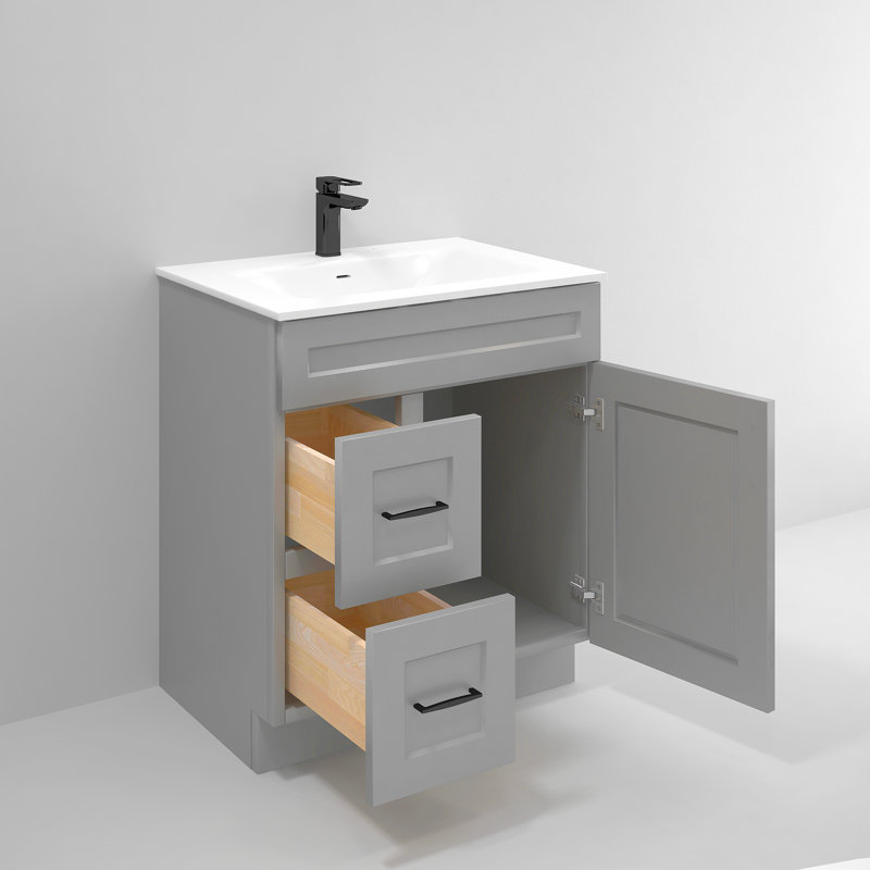 Light Gray Shaker 30" Bathroom Vanity with Drawers