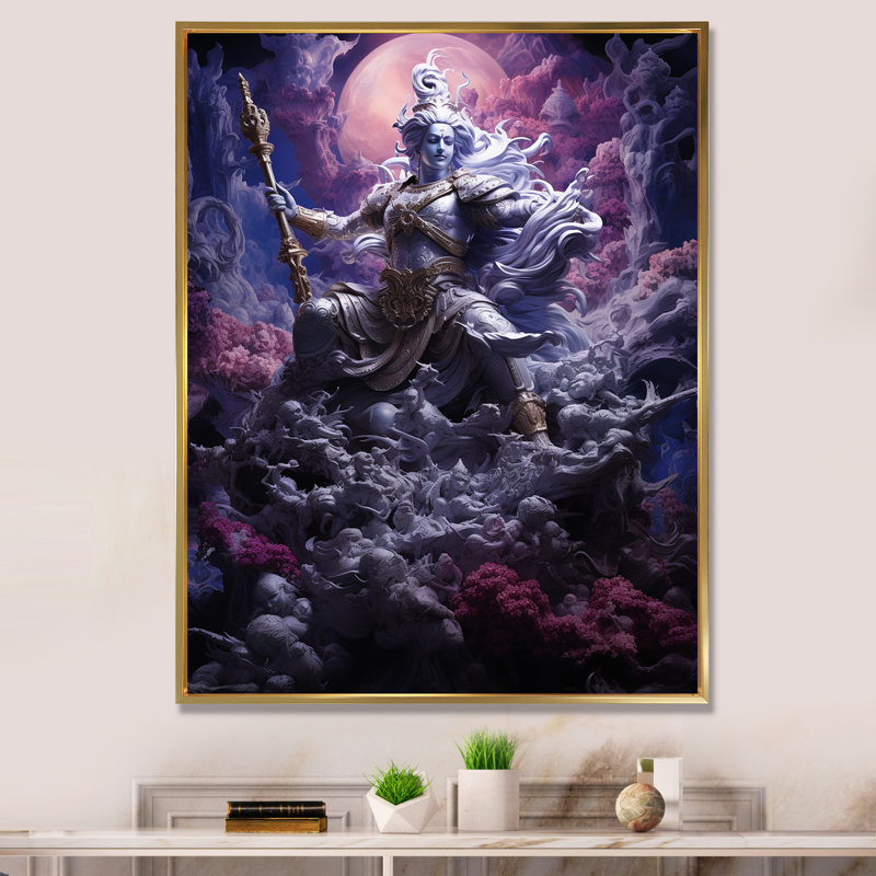 «Hinduism Mahabharatas Majestic Magenta», reproduction d'art sur toile, Cadre flottant doré, H 20 po x l 12 po x P 1 po