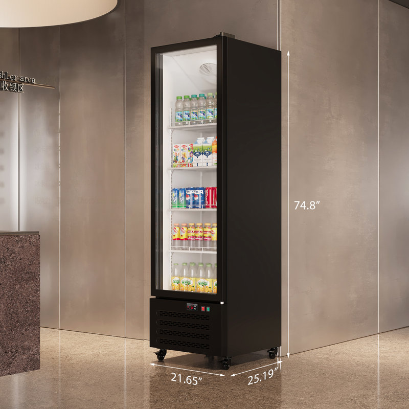 Commercial Beverage Refrigerator Display Fridge, 11.6 Cu. Ft Upright Dispaly Merchandiser, Adjustable Shelves and Drink Organizers, Double-Layer Glass Door Upright Beverage Refrigerator Cabinet