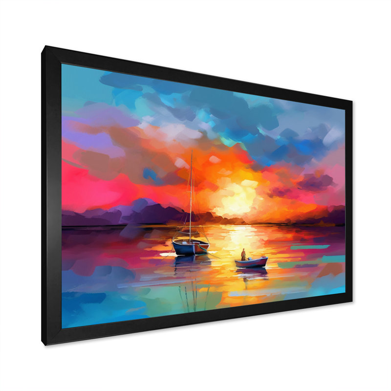 «Colorful Harbour Serenity II», reproduction sur toile, H 12 po x l 20 po x P 1 po, Cadre photo noir