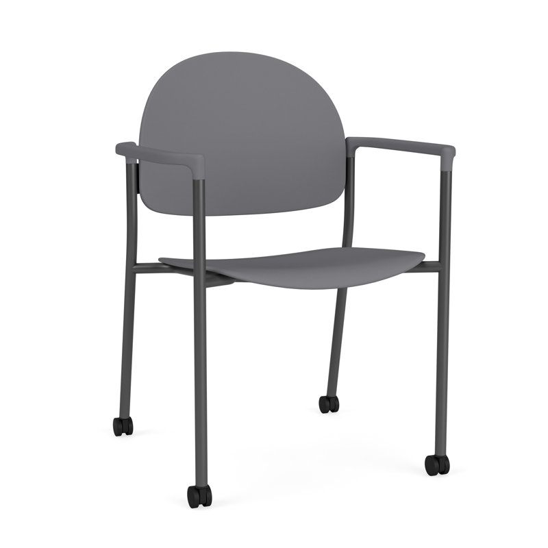 Chaise d'invité à chat avec roulettes, Gris anthracite, Poly silex gris