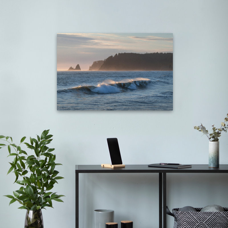 Plage du Rialto, vagues, bord de mer, bleu, gris, blanc, parc national olympique, péninsule olympique, H 24 po x l 16 po