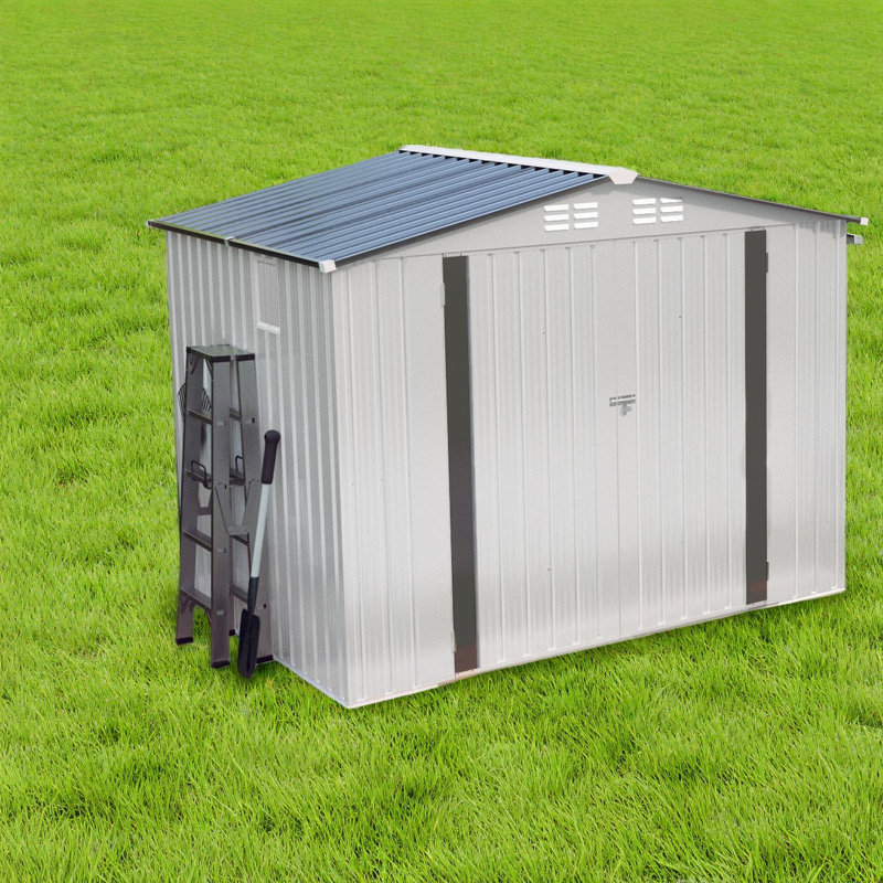 Remises en métal durables, rangement de jardin spacieux de 8 pi x 6 pi, conception moderne pour un usage domestique