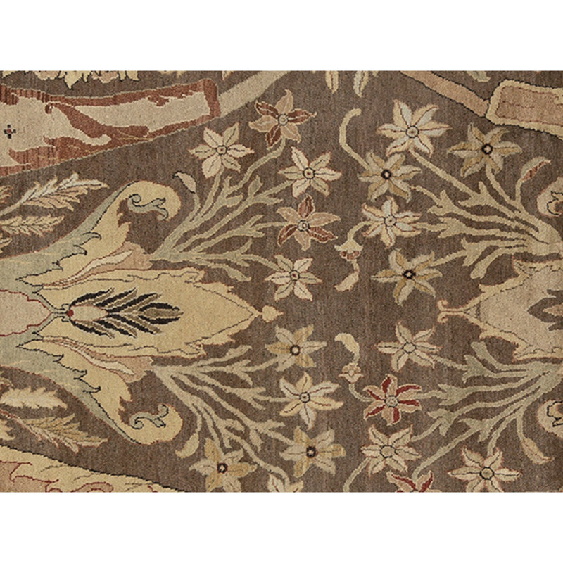 Tapis brun et ivoire de haute qualité noué à la main
