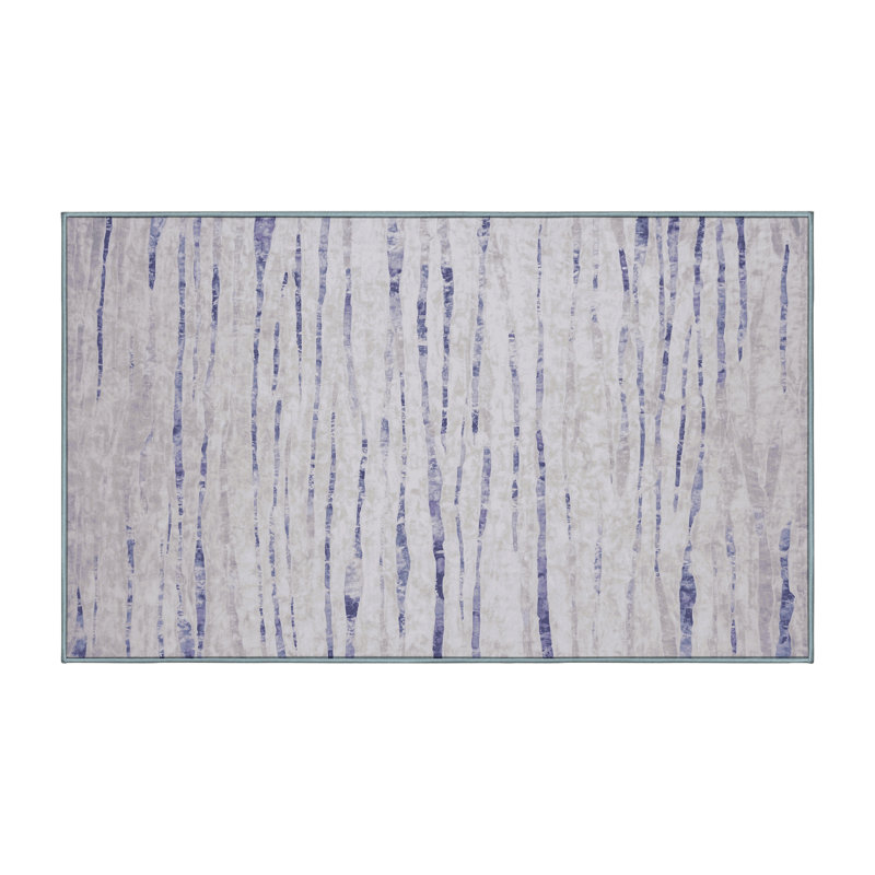 Machine Washable Blue Area Rug, Rectangle 7' x 9'