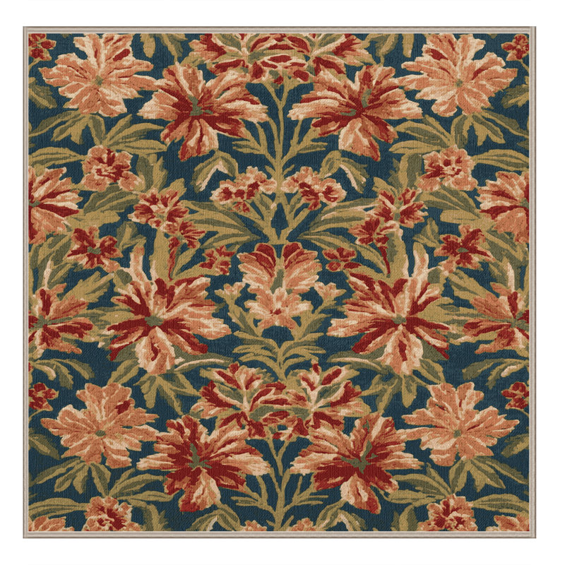 Tapis botanique brun lavable à la machine, Carré 8 pi