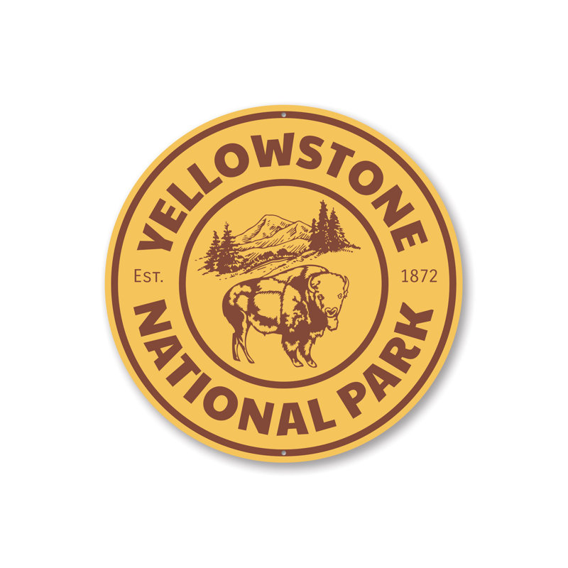 Plaque en aluminium Yellowstone Buffalo, H 12 po x l 12 po x P 0,04 po