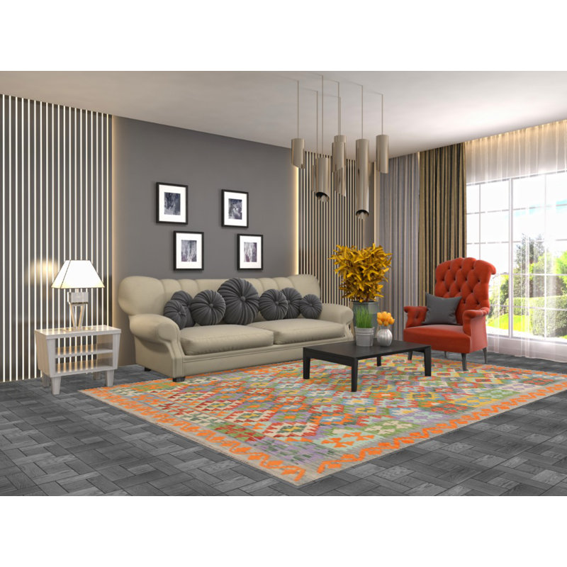 Multolor Kilim Wool Area Rug 7x10