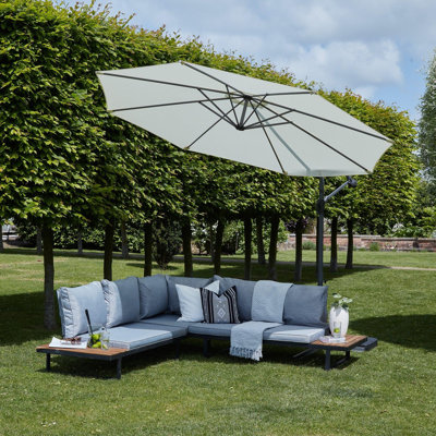 Rechard Garden Corner Sofa Set with Cream Parasol