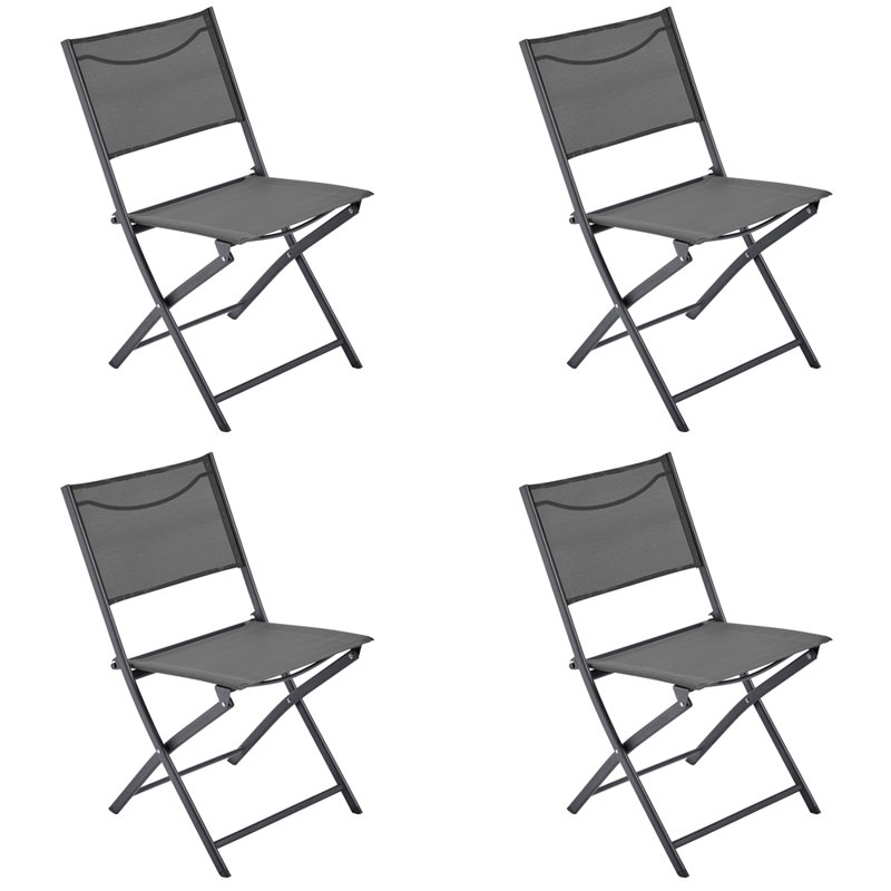 Chaises de salle à manger d'extérieur pliables avec dossier Texteline, Gris foncé
