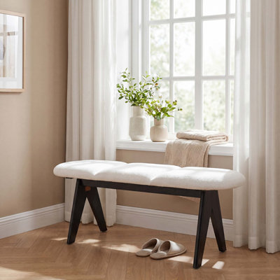Banc d'entrée rembourré moderne avec pieds en bois robustes pour sièges de salon