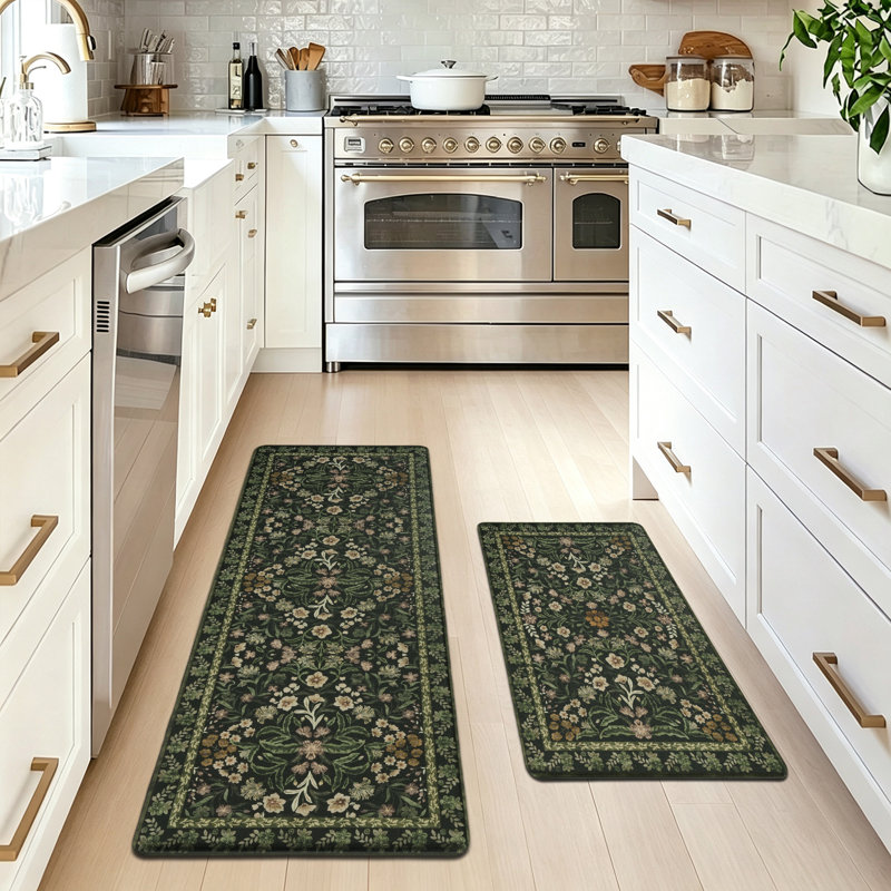 Tapis de cuisine anti-fatigue 2 pièces, Vert