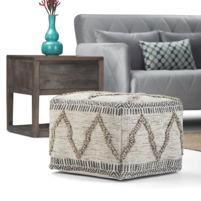 Sweeney 18"W Square Handcrafted Pouf by Simpli Home