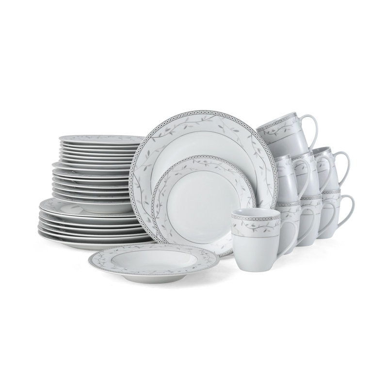 Service de table en porcelaine 32 pièces Platinum Vine, service pour 8