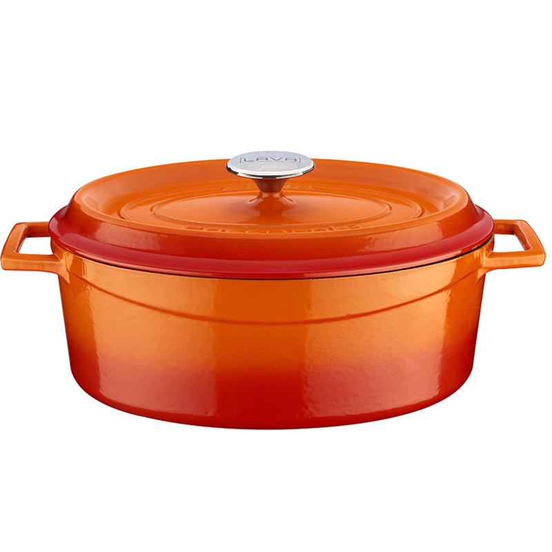 LAVA FONTAINE 6,75 pte Cocotte ovale antiadhésive en fonte émaillée, Orange