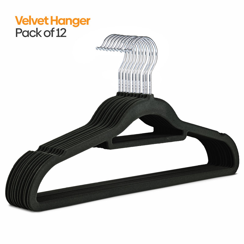 Velvet Non-Slip Standard Hanger for Tie/Belt, 12