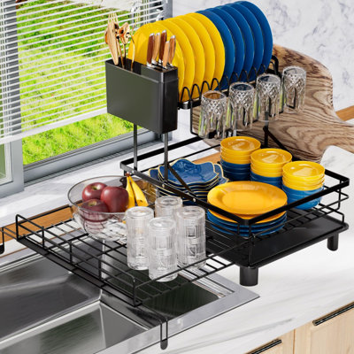 Expandable Dish Drying Rack, Stainless Steel 2 Tier Dish Rack